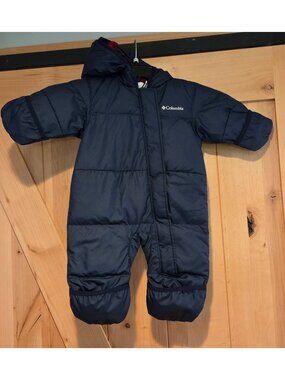 Columbia Infant Sz 3-6 Month Blue Snuggly Bunny Down Bunting Puffer SnowSuit EUC